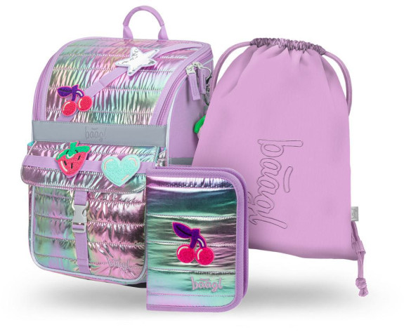 Set 3 Zippy Lavender: aktovka, penál, sáček Baagl