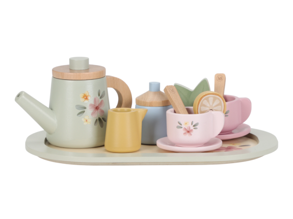 Čajový set dřevěný s květinovým potiskem Little Dutch