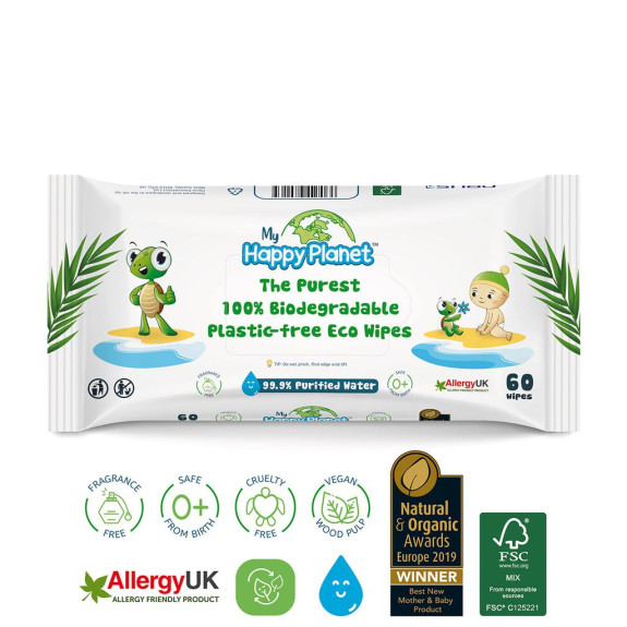 Happy Planet 100% BIO vlhčené ubrousky 60ks Aquaint