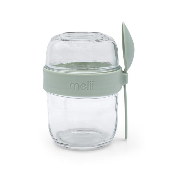 Skleněná dóza na jogurt a salát se lžičkou 660 ml Melii