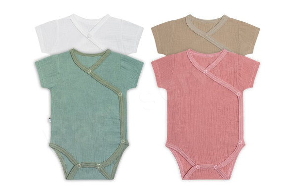 Kojenecké body zavinovací krátký rukáv mušelín - bílá Baby Service