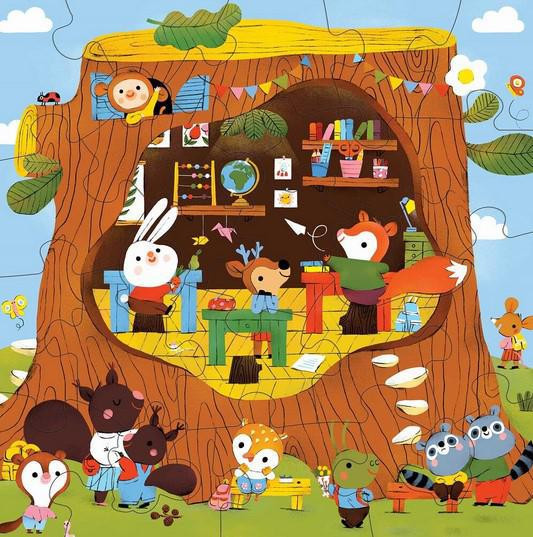 Mudpuppy Podlahové puzzle Lesní školka s tvarovanými dílky 25 dílků