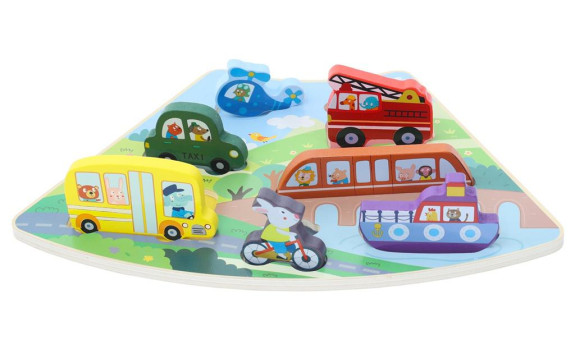 Dřevěné puzzle Dopravní prostředky propojitelné 2Kids Toys