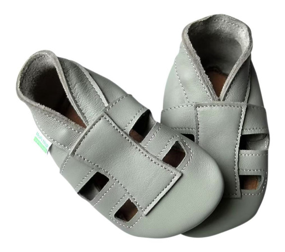 Kožené capáčky sandálky Barefoot Vel. L (12-18 měs.) Hopi Hop 