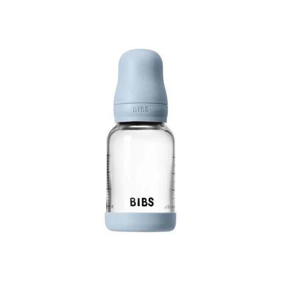Antikoliková skleněná láhev s kaučukovým dudlíkem 120 ml Bibs