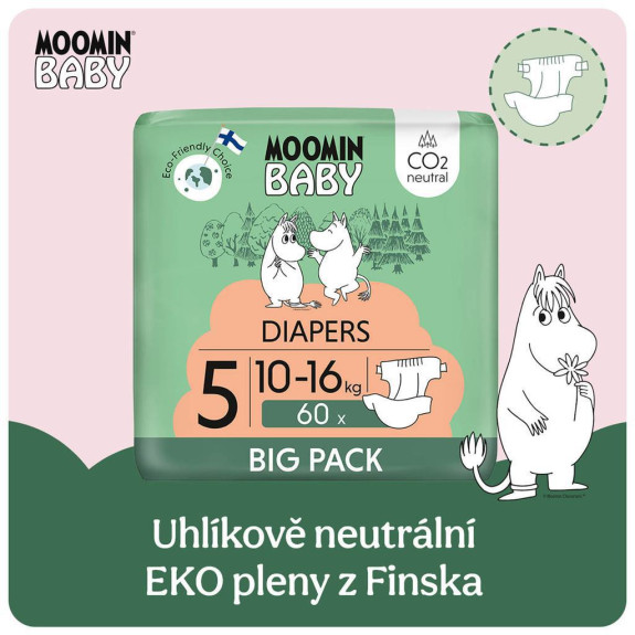 Moomin Baby 5 Maxi 10-16 kg (60 ks), eko plenky