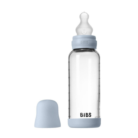 Antikoliková skleněná láhev se silikonovým dudlíkem 240 ml BIBS