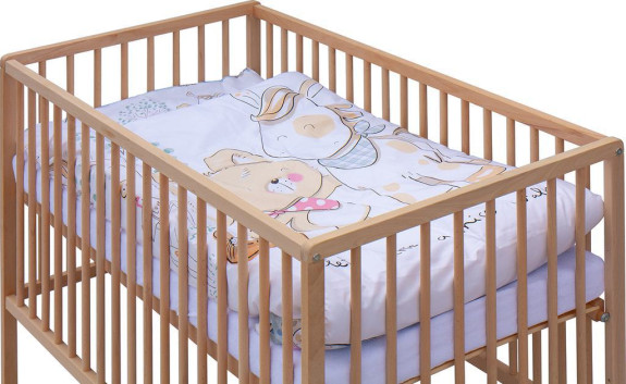Dětská postýlka přírodní s kompletní výbavou 120 x 60 cm Subra Scarlett