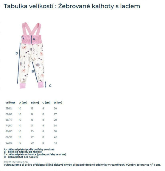 Rostoucí žebrované kalhoty s laclem Color Cream - smetanová Esito