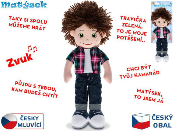 Panáček Matýsek měkké tělo 37 cm na baterie česky mluvící