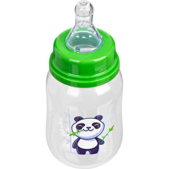 Kojenecká, plastová lahvička, Panda 125 ml Zelená Akuku