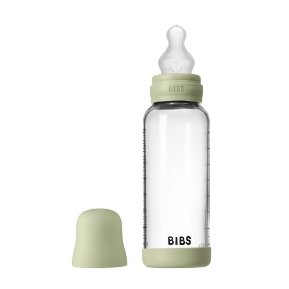 Antikoliková skleněná láhev se silikonovým dudlíkem 240 ml BIBS