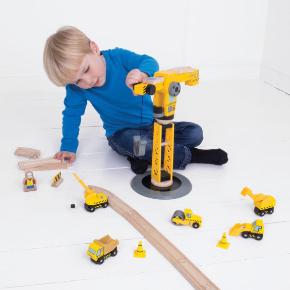 Jeřáb a stavební stroje Bigjigs Rail