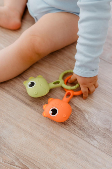 Chrastíček dino 2ks silikon 13 x 5 cm Babyted