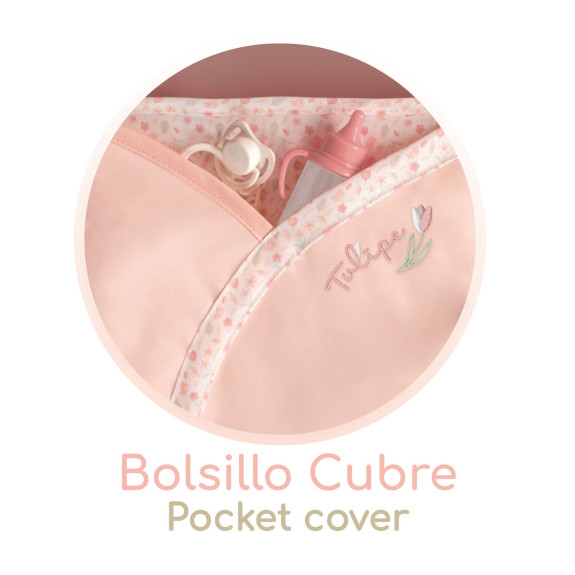 Skládací kočárek pro panenky s taškou a doplňky Tulipe 81 cm DeCuevas