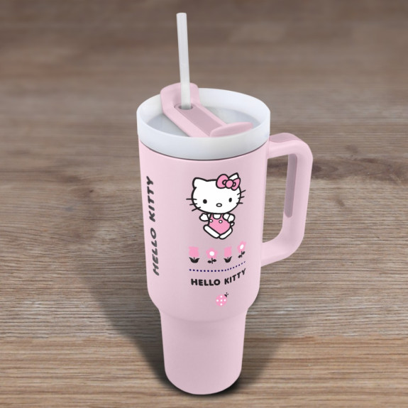 Cestovní hrnek s brčkem Hello Kitty