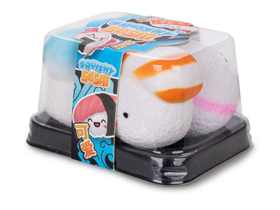 Squishy Sushi Kawaii 5 cm – mačkací sushi kamarádi, sada 3 ks