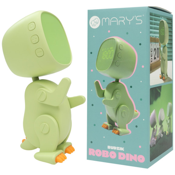 Budík robotický - dino zelený Mary's