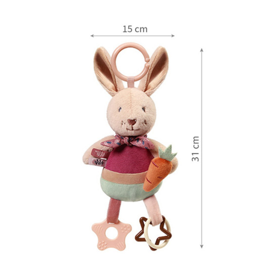 Závěsná senzorická hračka Rabbit Karo pro miminko – chrastítko a kousátko BabyOno