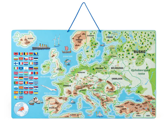 Magnetická mapa EVROPY, společenská hra 3 v 1, ČJ