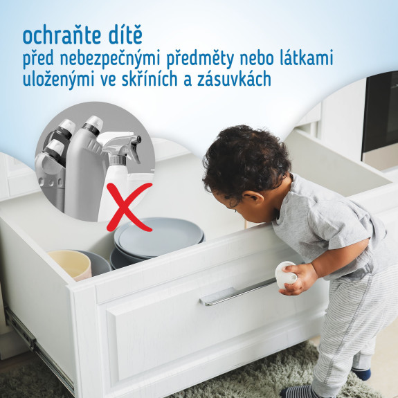 Magnetické zámky bílé na skříně a zásuvky sada 4 ks + 1x magnetický klíč Sipo