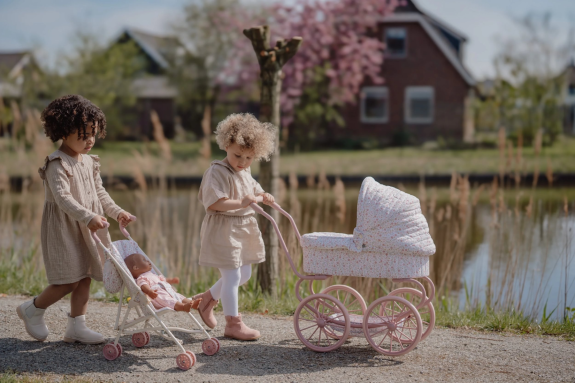 Kočárek pro panenky golfky skládací Soft Flowers Little Dutch