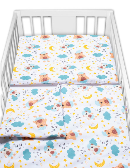 3-dílná sada mantinel s povlečením Sny medvídků hnědá/bílá Baby Nellys