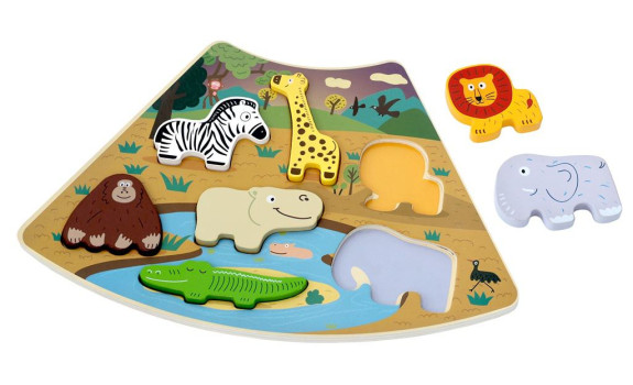 Dřevěné puzzle Safari propojitelné 2Kids Toys