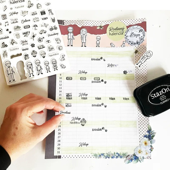 Diářová razítka Stampo Bullet Journal 67 ks - Rodinný kalendář Aladine