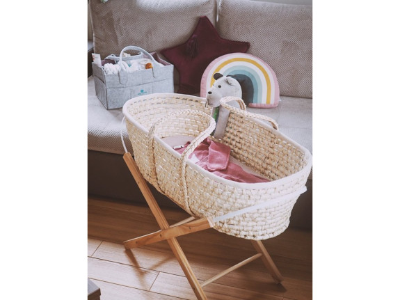 Mojžíšův košík pro miminko Corn Natural + matrace Basic Ahojbaby