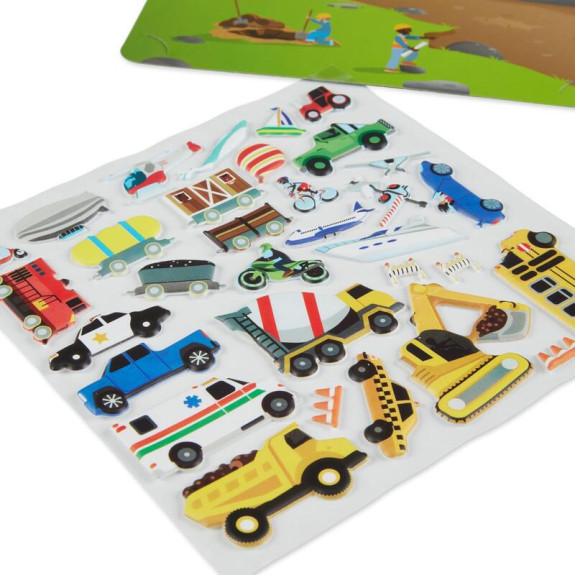 Adhezní sešit se samolepkami Dopravní prostředky Melissa & Doug