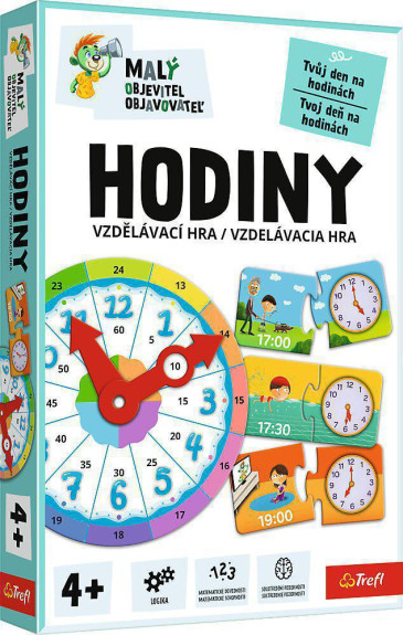 Malý objevitel Hodiny vzdělávací společenská hra 19x29x4 cm