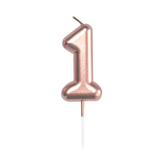 Svíčka dortová rose gold 5 cm