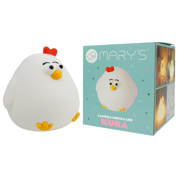 LED silikonová noční lampička - slepička Mary's