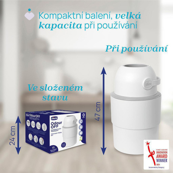 Koš na plenky teleskopický Odour Off na odstranění zápachu Chicco