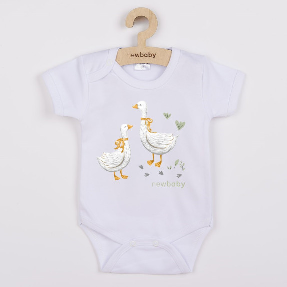 Dětské body s potiskem New Baby Husičky krátký rukáv
