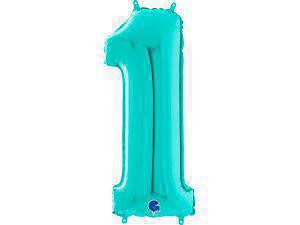 Fóliový balónek modrá Tiffany 66 cm číslice