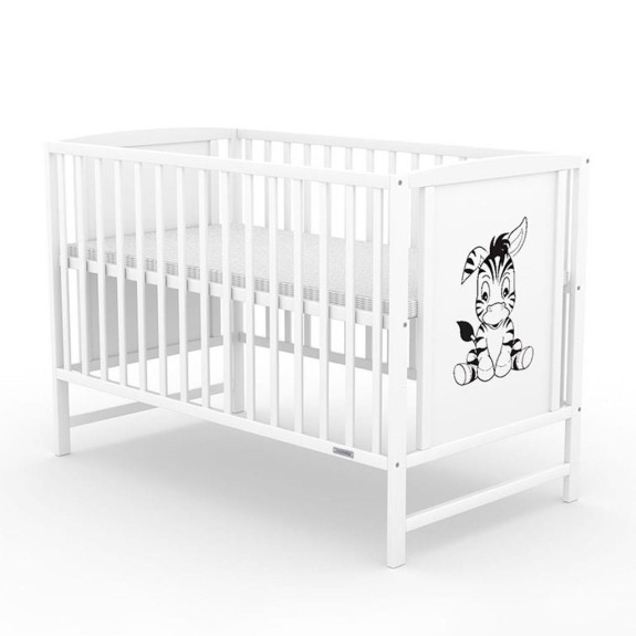 Dětská postýlka New Baby BEA Zebra se stahovací bočnicí bílá