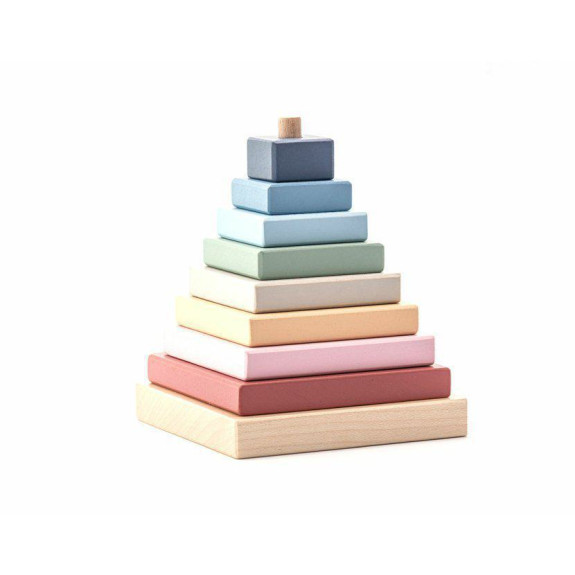 Barevná pyramida - dřevěná skládačka 9 dílů Cubika
