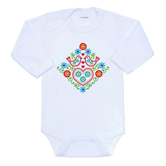 Dětské body s potiskem Lidový vzor ptáčci New Baby