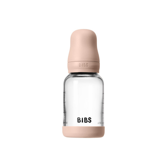Antikoliková skleněná láhev s kaučukovým dudlíkem 120 ml Bibs