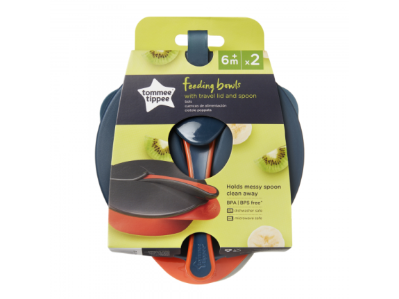 Misky pro snadné nabírání 2 ks, s víčkem a lžičkou Tommee Tippee