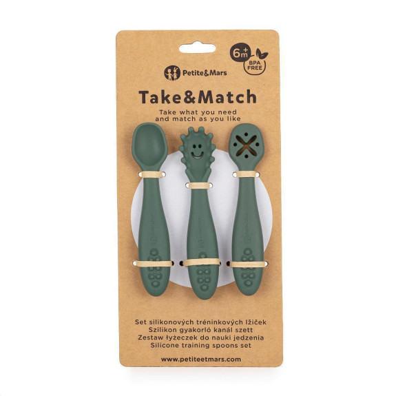 Set 3 ks silikonových tréninkových lžiček Take&Match 6 m+ Petite & Mars