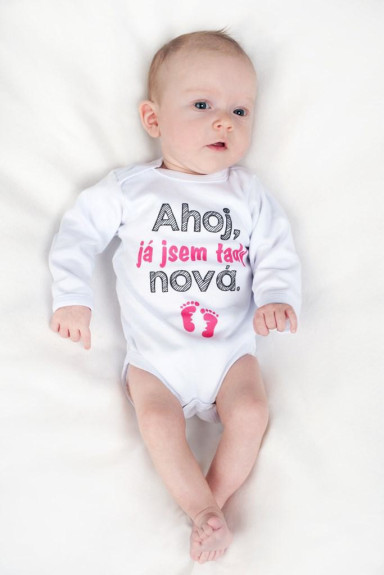 Body s potiskem New Baby Ahoj, já jsem tady nová - dárkové balení