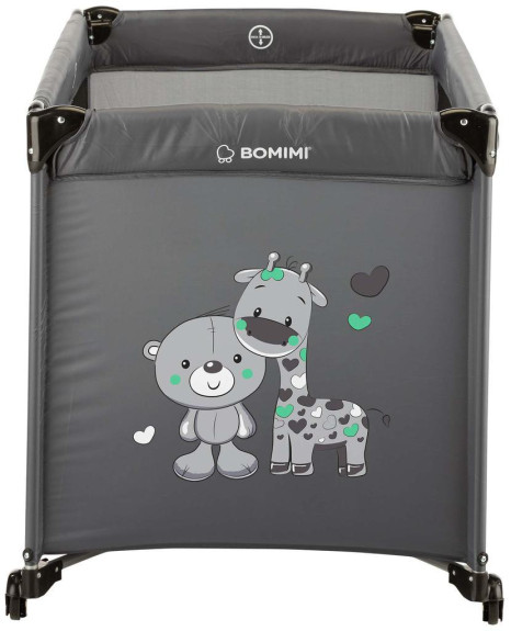 Cestovní postýlka Mondo giraffe & bear anthracite Bomimi