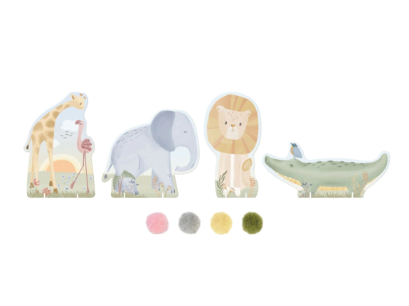 Kreativní sada s bambulkami Safari Friends Little Dutch