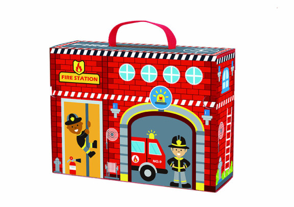 Požární stanice s dráhou v kufříku 18 ks Tooky Toy