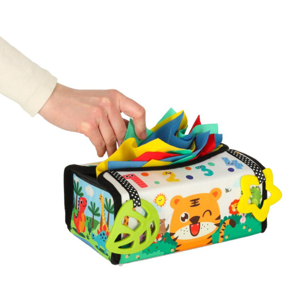 Montessori sensorická krabička s šátky 2 v 1 Tulimi