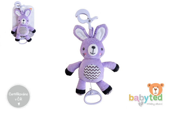 Natahovací hrací strojek plyš 30 cm závěs na postýlku/kočárek Babyted