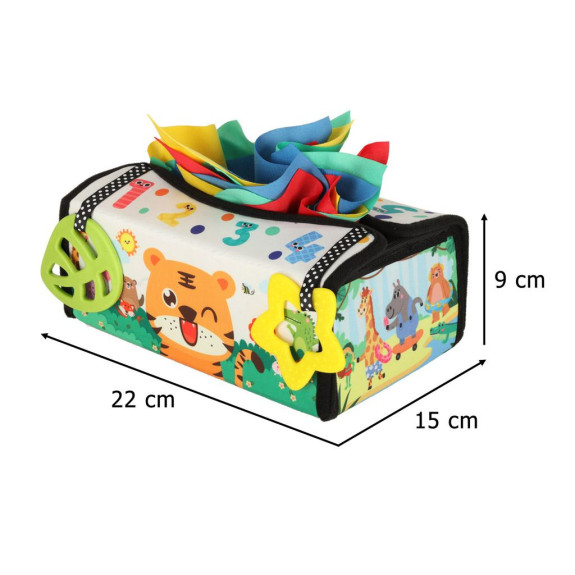 Montessori sensorická krabička s šátky 2 v 1 Tulimi